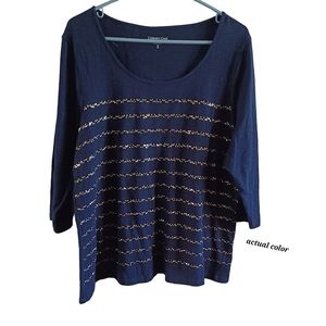 Coldwater Creek Cotton pullover short sleeve top size 1X  18 blue